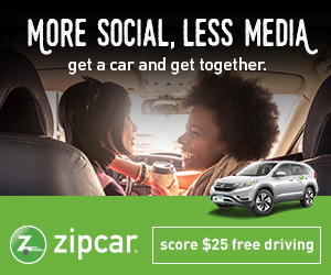 Zipcar: $25 free driving with zipcar