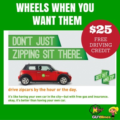 Zipcar: $25 Off Wheels When You Want Them