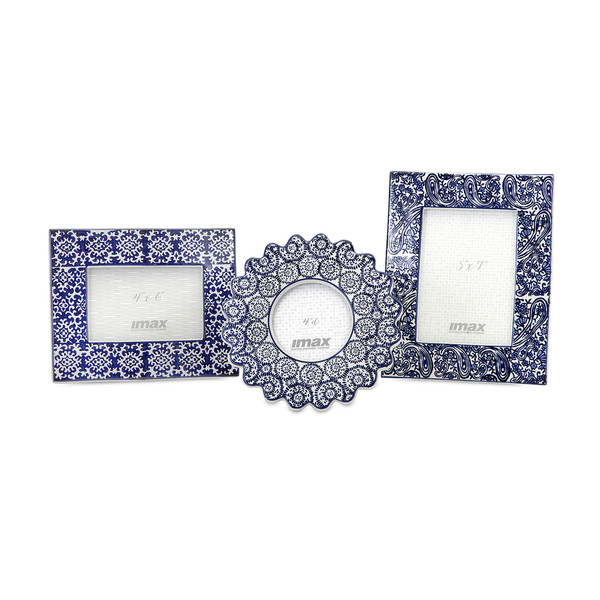 Lucenda Blue and White Ceramic Frames (Set of 3)