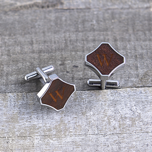 Stainless Steel Personalized Redwood Cuff Links